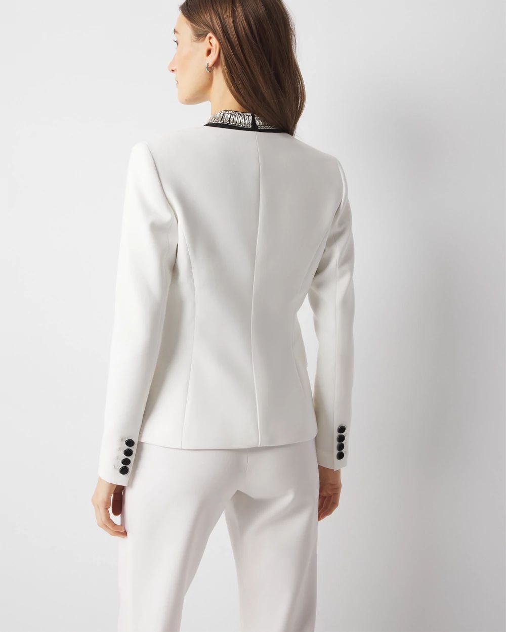 Women s Petite Tuxedo Studio Blazer in Ivory Size 10 White House Black Market Holiday Jackets